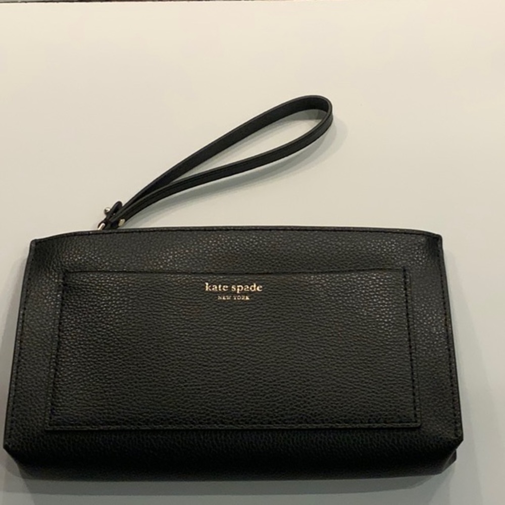 Kate Spade black leather clutch